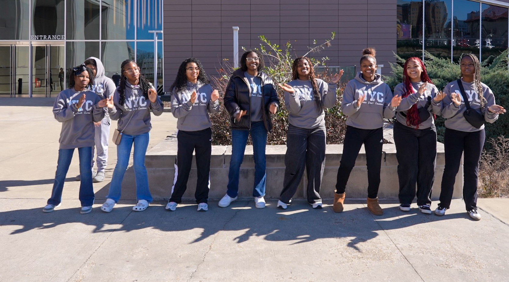 Youth from the Neshoba County Youth Coalition gather outside the Two Mississippi Museums on MLK Day.