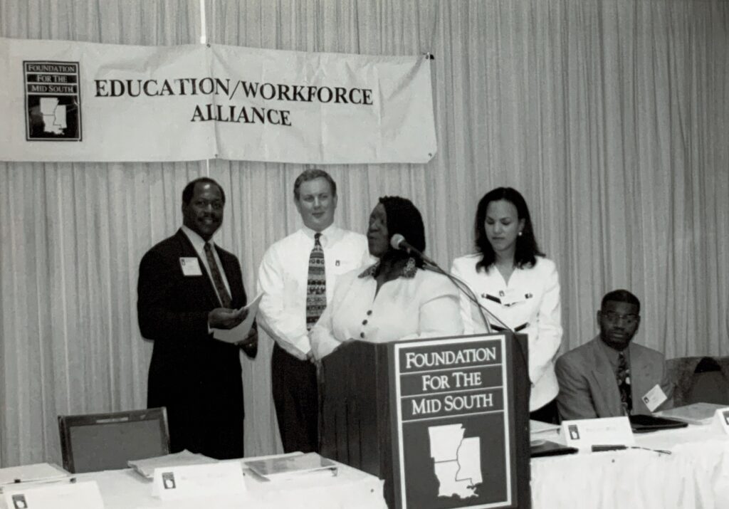 Foundation for the Mid South leaders speaking at an Education and Workforce Alliance event.
